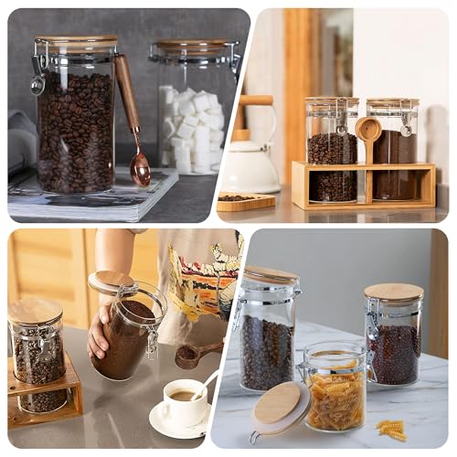 36 oz 1050ml Clear Glass Storage Canister with Airtight Bamboo Lid