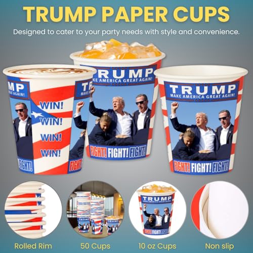 Trump Design Disposable Paper Coffee Cups (50 Count)