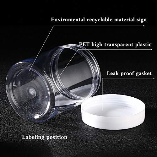 4 Pcs Plastic Jars Wide Mouth with Lids (10 Ounce)