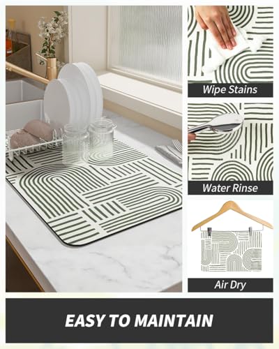 Coffee Mat Hide Stain Rubber Backed Absorbent Dish Drying Mat for Kitchen Counter