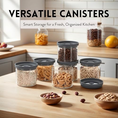 Glass Canisters with Airtight Lids Set of 6 (6 Count)