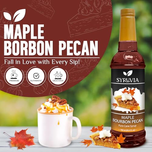 Coffee Syrup Maple Bourbon Pecan Flavored Syrup for Drinks (25.4 Fl Oz)