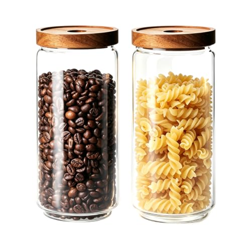 Glass Jars with Airtight Wood Lids (2 Count)