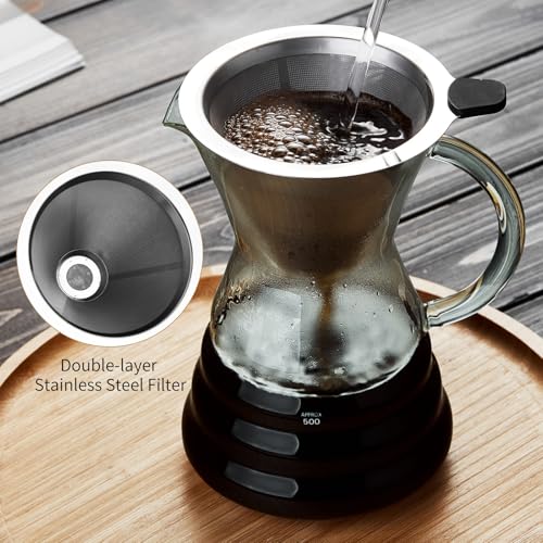 Pour Over Coffee Maker with Permanent Stainless Filter 27 fl oz (27 Fl Oz)