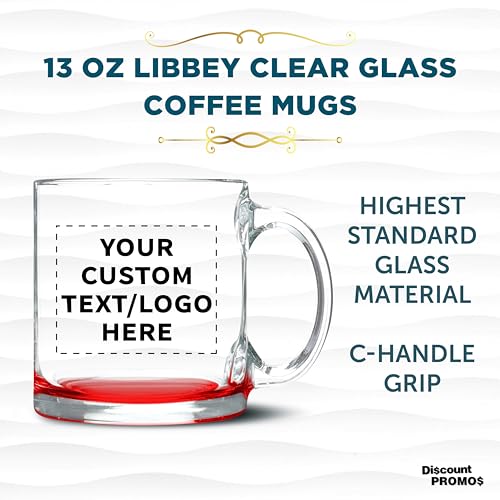Custom Clear Glass Coffee Mugs 13 oz. Set of 10 (100 Count)