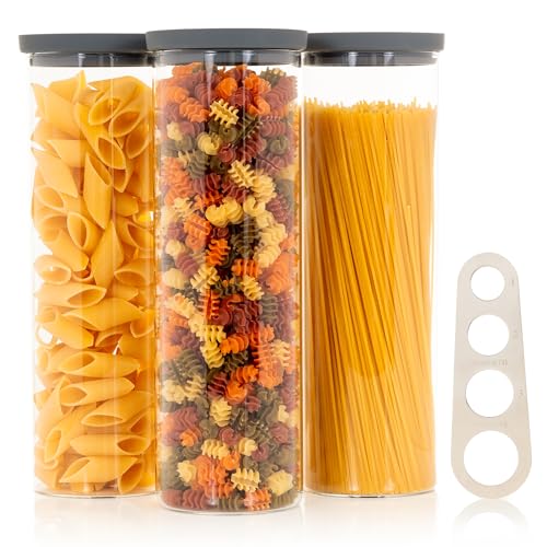 Glass Spaghetti Kitchen Storage Containers with Airtight Silicone Lids (3 Count)
