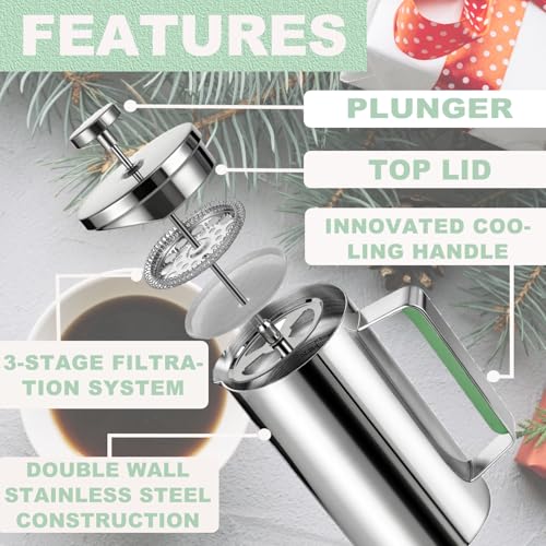 Stainless Steel French Press Coffee Maker 21OZ