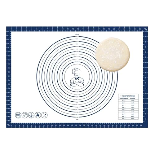 Dough Mat Silicone Baking Mats for Rolling Pastry Kneading Sheet Sourdough Bread Baking Supplies Blue 28x20"0.45mmT