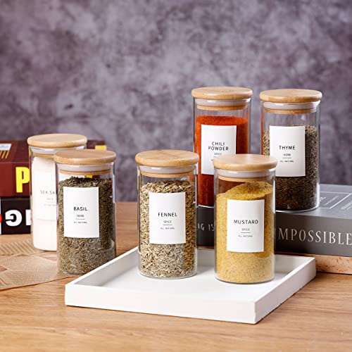 12 Pcs Glass Spice Jars With Bamboo Airtight Lids