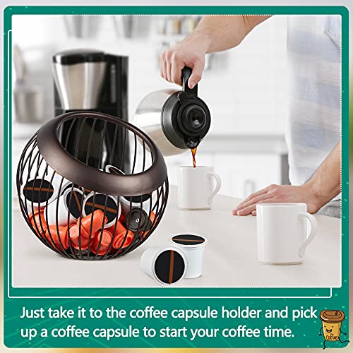 2 Pieces Coffee Pods Holder K Pods Holder Large Capacity Coffee Pod Baskets Stainless Steel Cup Organizer Sturdy for Espresso Capsule Pot Storage Metal Wire Fruit Bowl Snack Storage (2 Count)