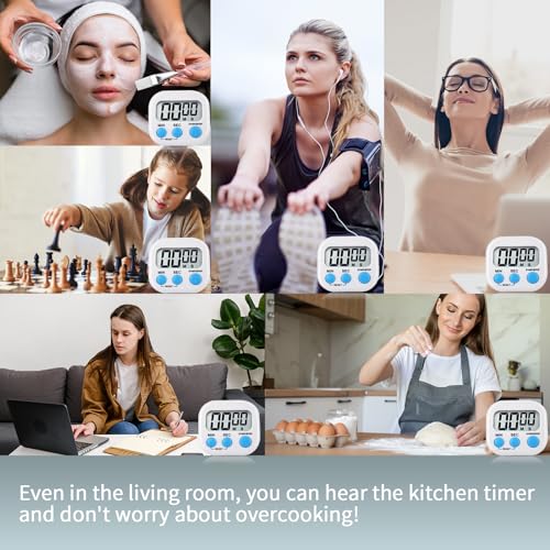 4 Pack Digital Kitchen Timer Magnetic Digital Timer with Big Display Loud Ring Cooking Timers for Cooking (4 Count)
