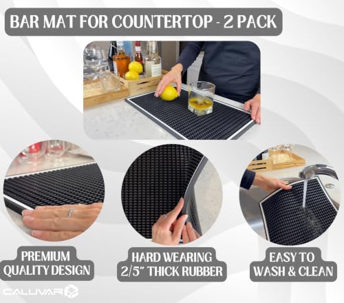 Bar Mat White Frame 18x12 in 2 Pack Silicone (2 Count)