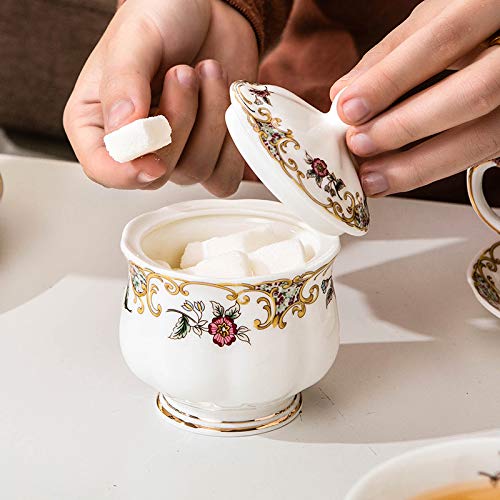 Utility Porcelain Tea Sets Afternoon Tea Set Bone China Coffee Cup and Saucer Gift Set Teapot Sugar Bowl Cream Pitcher British Royal Wedding Tea Service for Adults Teapots