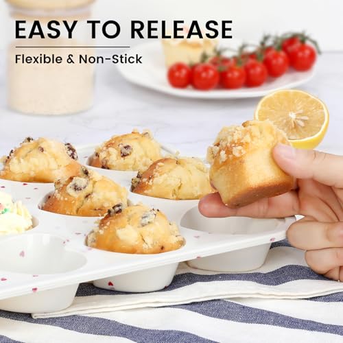 Silicone Heart Shaped Muffin Pan with Metal Reinforced Frame