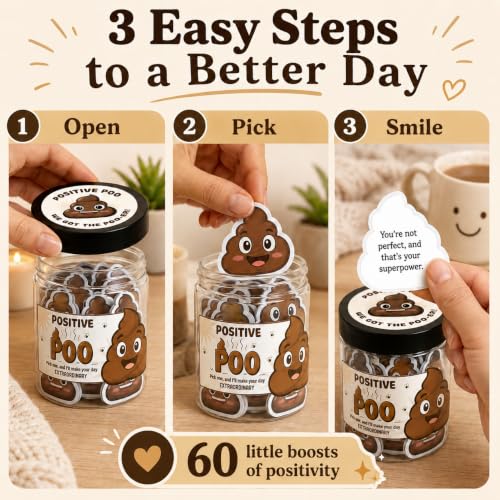 Positive Poo Jar with 60 Affirmation Cards (5 Count)