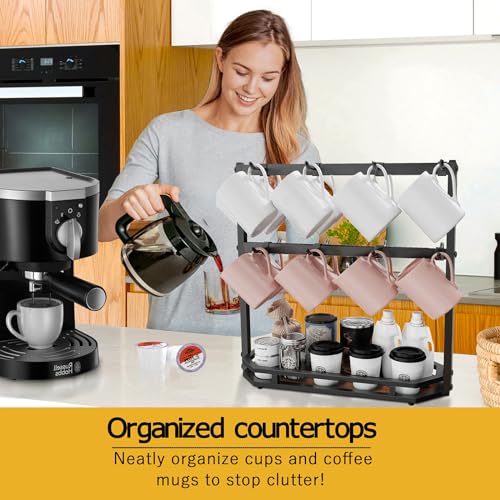 Coffee Mug Holder with Movable Hooks