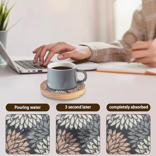 Wood Coasters Set of 6 with Holder