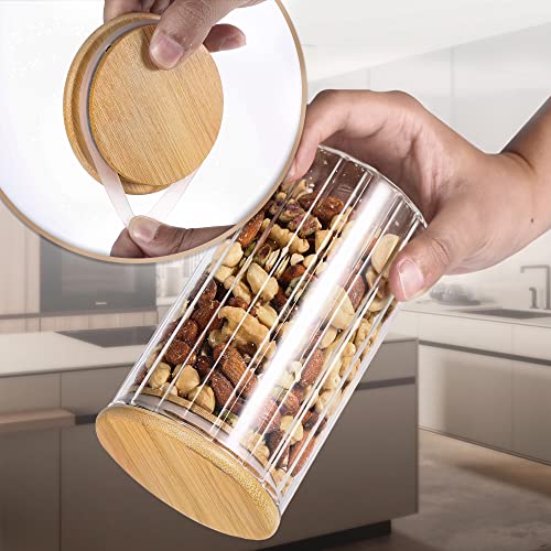 24 FL OZ Airtight Glass Jars with Bamboo Lids Spoons Coffee Canister