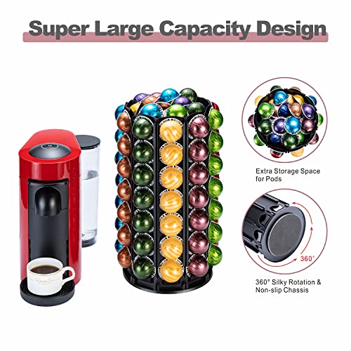 Vertuo Pod Carousel Holder 100+ Pods Capacity Black Sturdy Metal (100 Count)