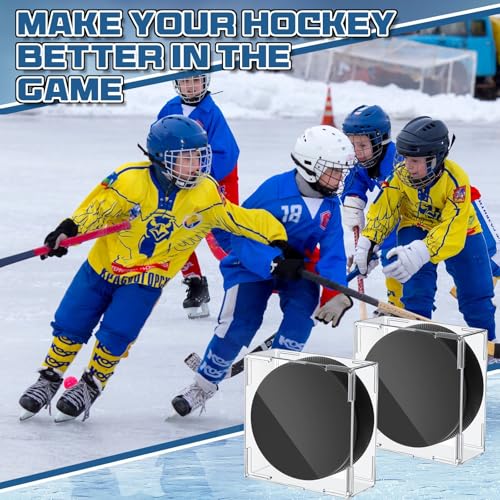30 Pcs Hockey Puck Display Case Square Holder with Snap Closure (30 Count)