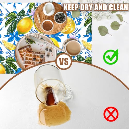Lemon Fruit and Purple Flower Coffee Mat Absorbent Dish Drying Mat for Kitchen Counter Hide Stain Rubber Backed Coffee Bar Accessories Fit Under Espresso Machine Dish Drainer