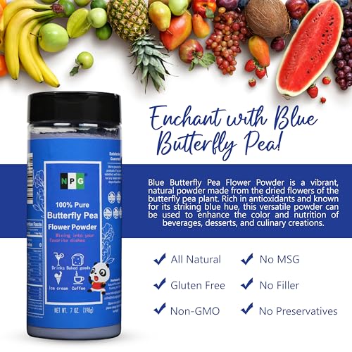Freeze Dried Blue Butterfly Pea Flower Powder 7 Oz (7 Ounce)