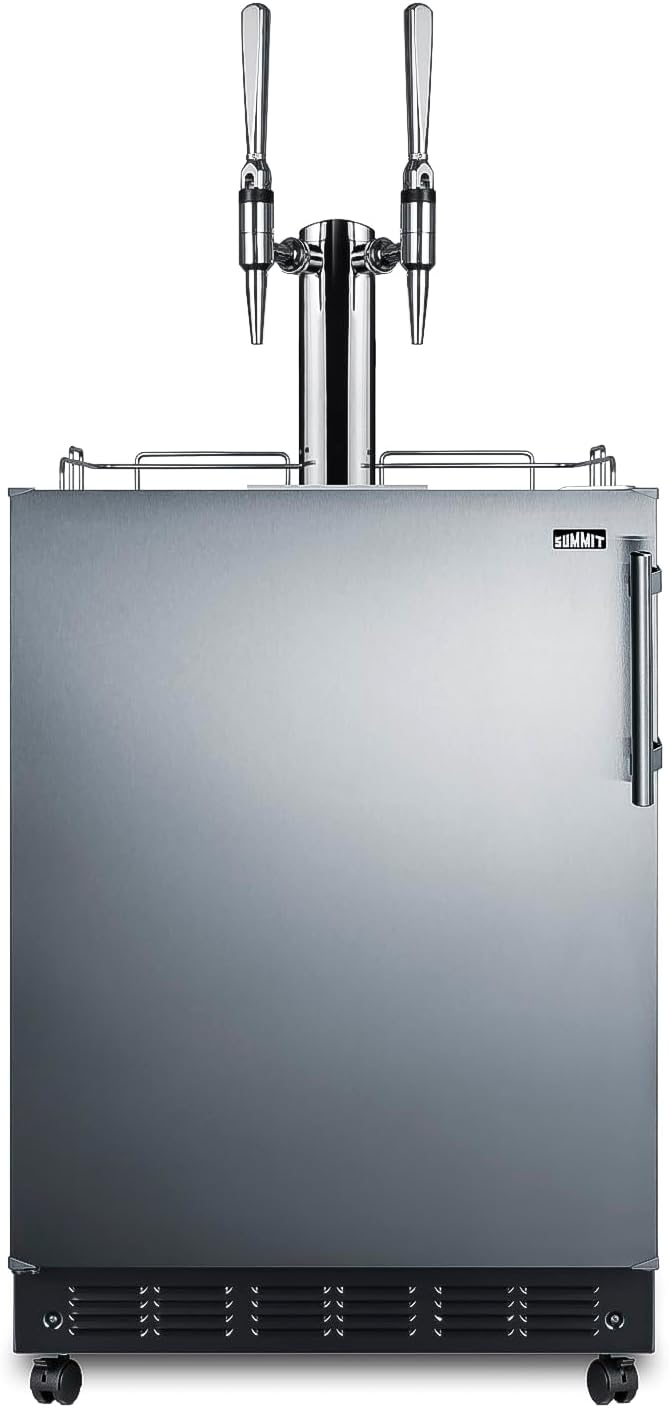 Summit Appliance 24" Wide Nitro Coffee Kegerator/Refrigerator Combo, Black Interior, Caster Wheels, Residential/Commercial Use (LHD, Nitro Coffee)