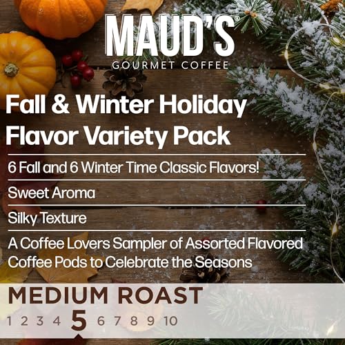 Maud’s Holiday & Fall Flavored Coffee Pods Variety Pack Bundle (48 Count)