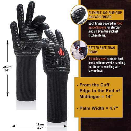 Grill Gloves Heat Proof for Men Grilling BBQ Heat Resistant Gloves