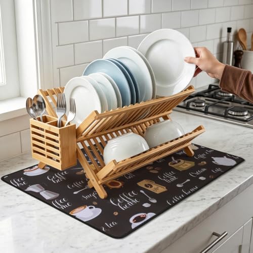Coffee Mat 2 Pack 12x19 Inch Absorbent Non