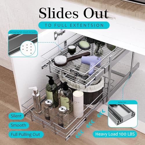 2 Tier Pull Out Cabinet Organizer 21" W X 22" D