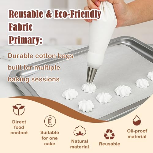 9 Piece Reusable Piping Bags and Tips Set with Stainless Steel Nozzles (9 Count)