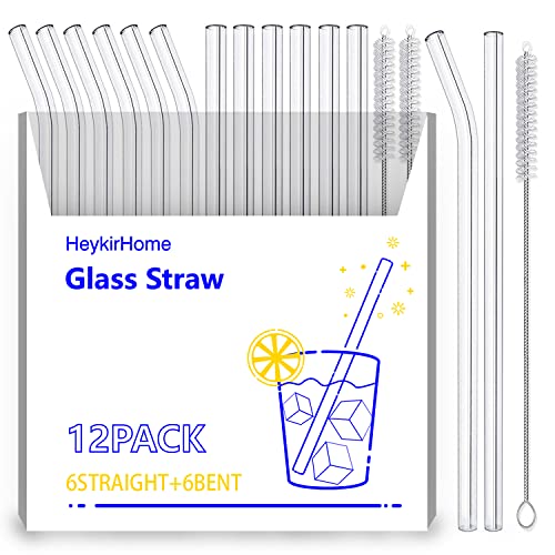 12 Pack Reusable Glass Straw (12 Count)