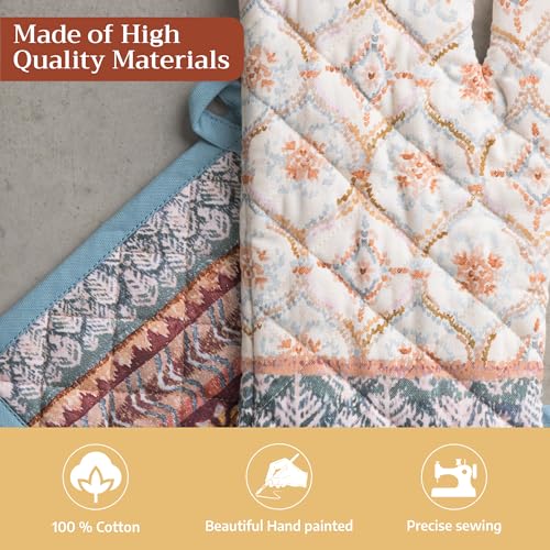 100% Cotton Oven Mitt & Pot Holder Set