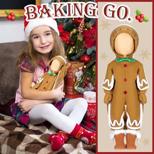 1 Sets Christmas Doll Clothes 18 Inch Gingerbread Man for 18 Inch Doll Costume Outfits Accessories Xmas Gifts (2 Count)