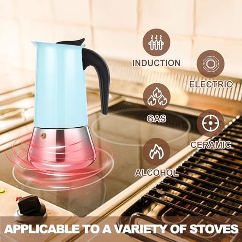 12 Cup Stovetop Espresso Maker Stainless Steel Moka Pot Stove Top Percolator Italian Coffee Makers Capable Mocha Greca Machine Cafe Classic Induction Cookers for Home and Camping 600ml 20oz