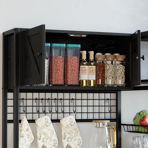 Bakers Rack with Cabinet and Power Outlet