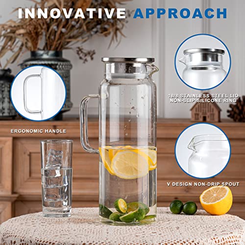 Set of 2 Glass Pitcher with Lid (2 Count)