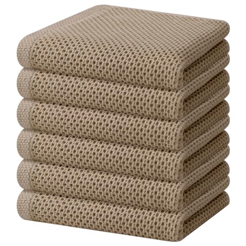 100% Cotton Waffle Weave Kitchen Dish Towels 6 (6 Count)