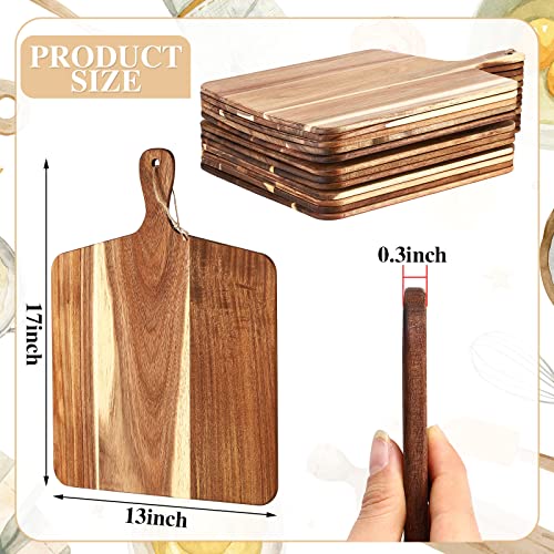12 Packs Wooden Cutting Board Set with Handles Large Kitchen Serving Plain Chopping Board Bulk Gifts for Mom for Vegetables Meat Pizza Cheese Fruit Bread (12 Count)