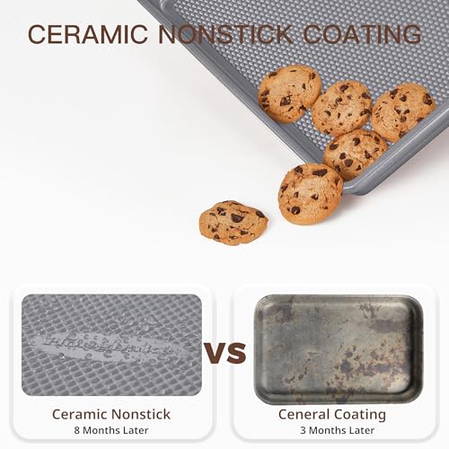 3 Pack Nonstick Ceramic Baking Sheet Pan Set for Oven (3 Count)