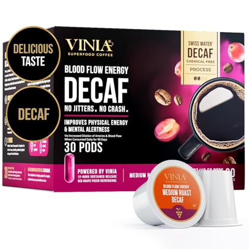 Blood Flow Decaf Medium Dark Roast Coffee Pods (30 Count)