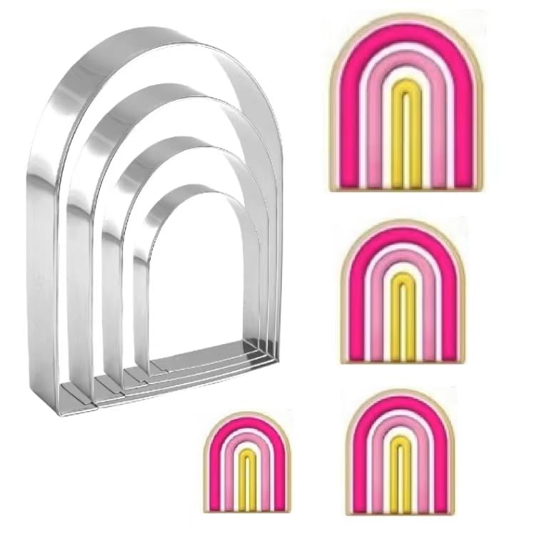 Arched Cookie Cutter Set ANCKNE 4 piece geometric cookie cutter molds (4 Count)