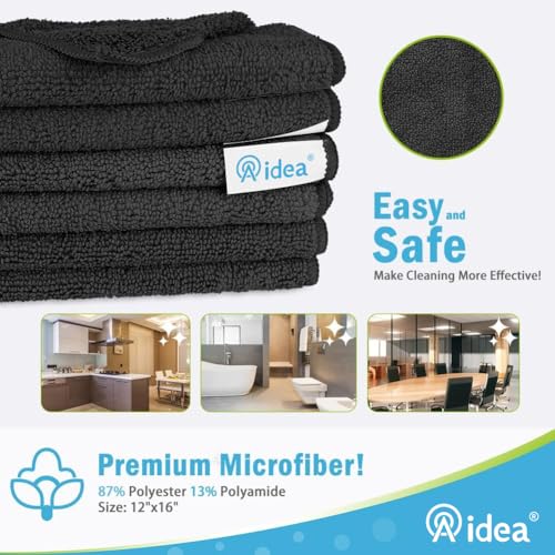 Black Microfiber Cleaning Cloth (8 Count)