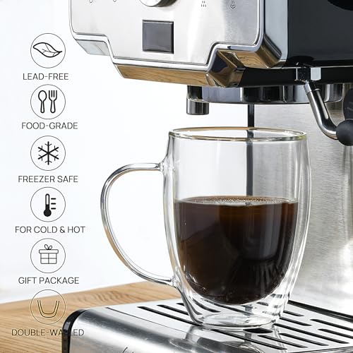 Double Wall Glass Coffee Mugs (2 Count)