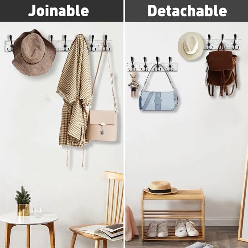 32.2'' Large Coat Rack Wall Mount Coat Hooks with 8 Metal Black Triple