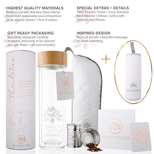 Double Walled Glass Tea Tumbler with Infuser and Strainer 15oz
