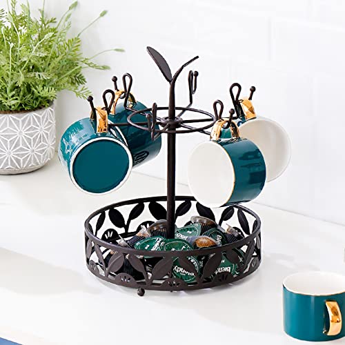 Coffee Mug Holder with Coffee Pod Basket Storage
