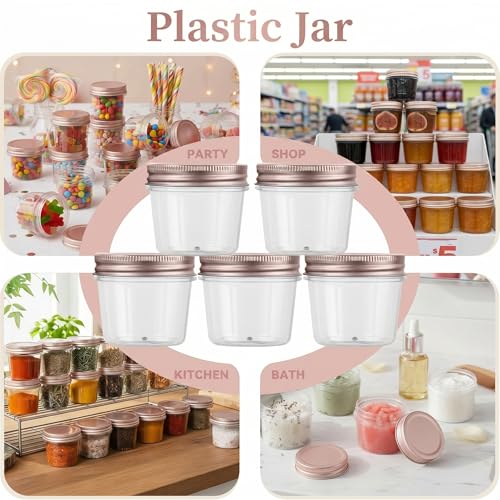 4 oz Plastic Small Mason Jars and Small Plastic Jars with Lids (20 Count)