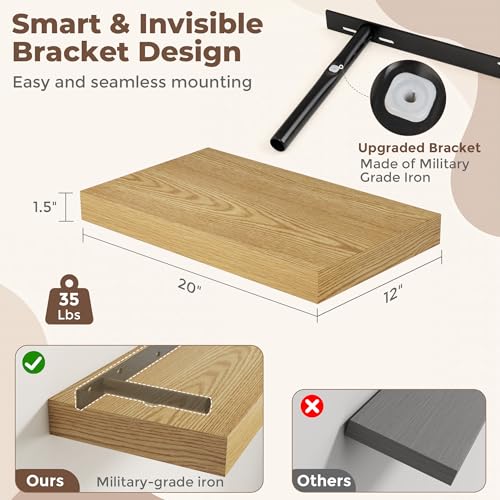 12 Inch Deep Floating Shelves for Wall (2 Count)